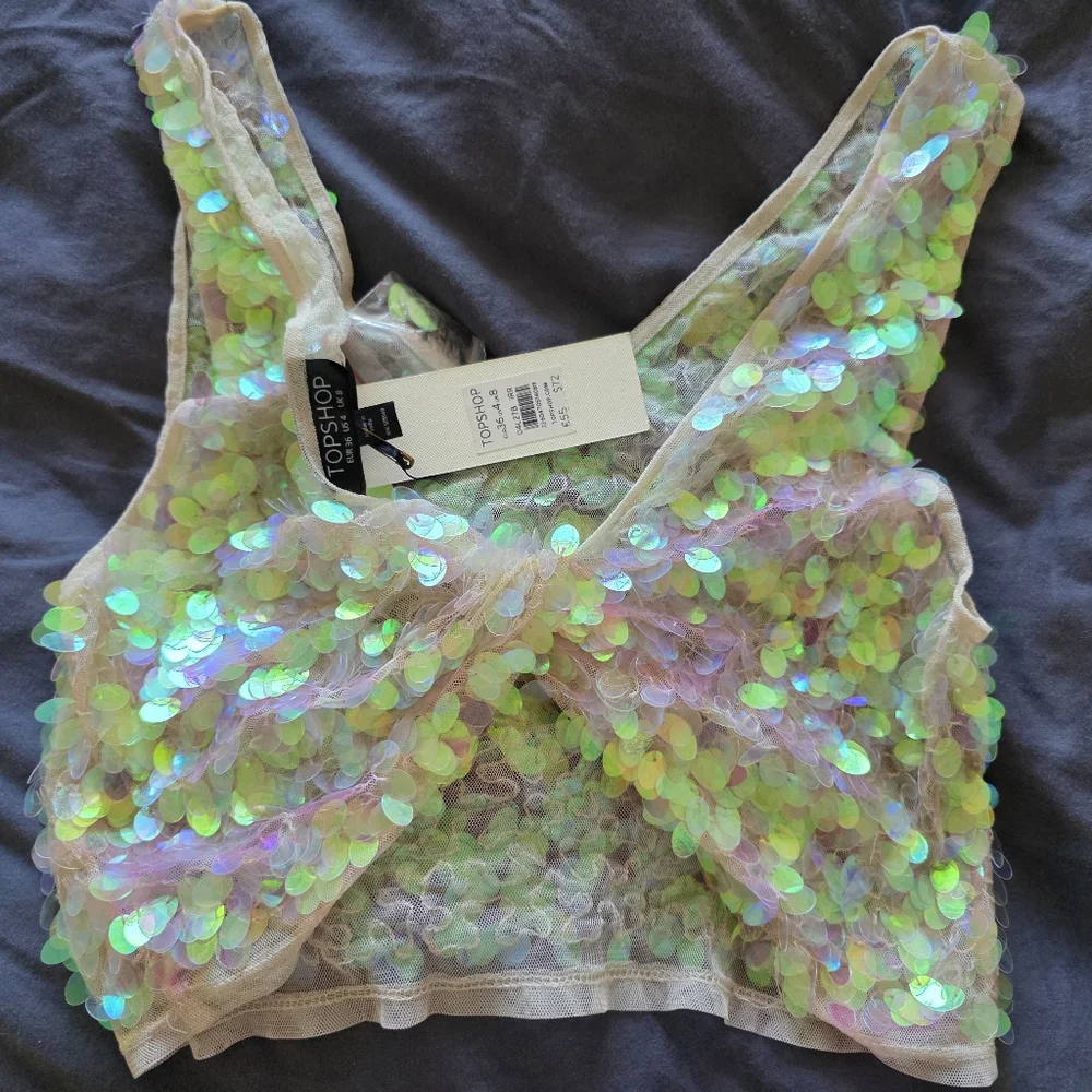 TopShop Iridescent Sequin Top - Picture 8 of 10